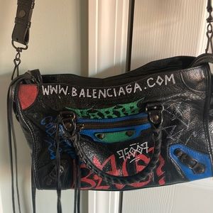 Balenciaga Leather Graffiti Shoulder Bag, Spring/Summer 2018